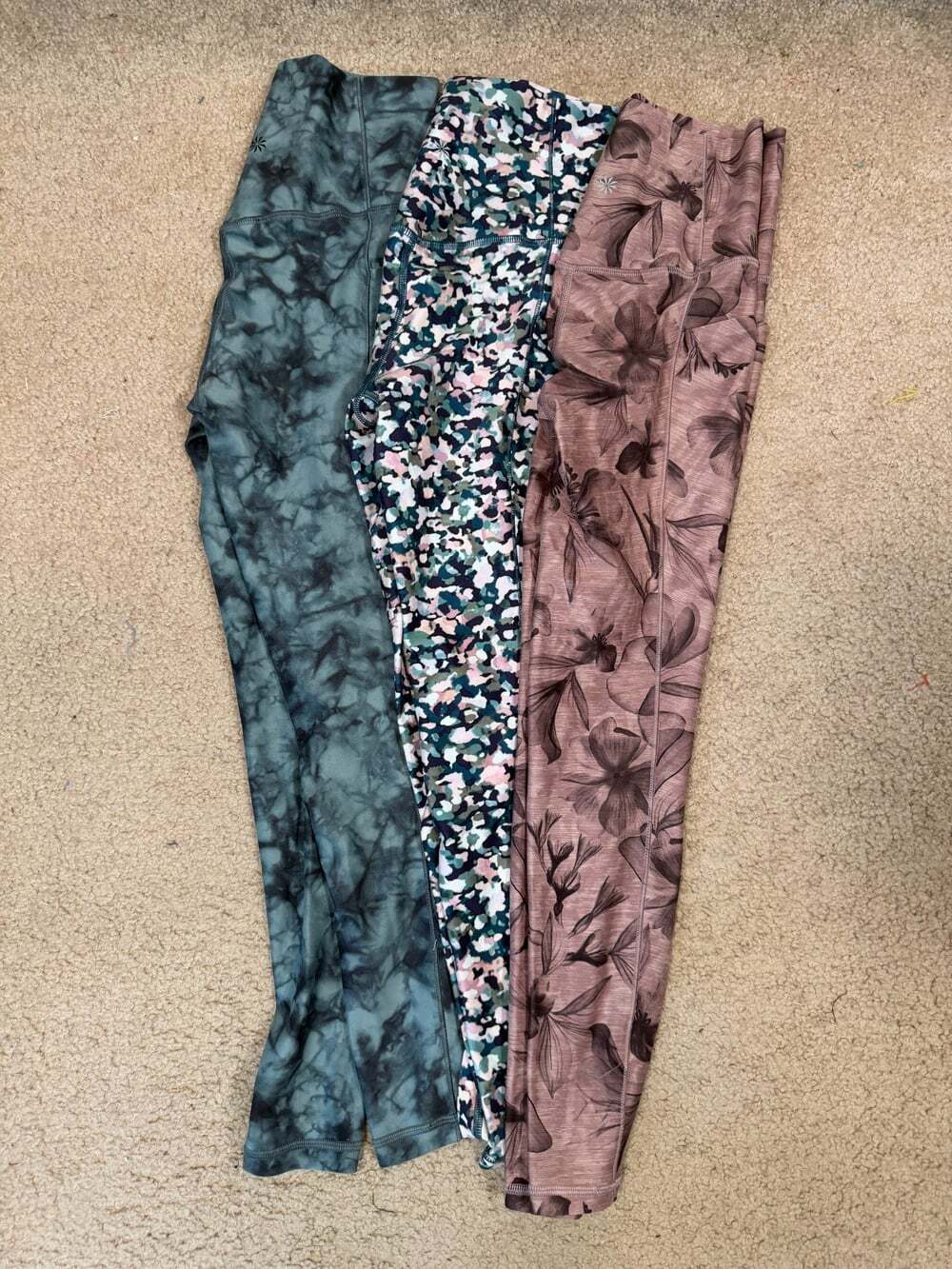 Athleta Salutation Stash Pocket Leggings XXS Lot of 3 7/8 High Rise Floral Yoga